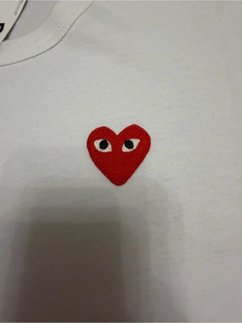 Comme des Garcons PLAY White Long-Sleeve Tee with Red Heart Logo